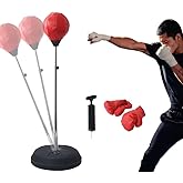 Japard Punching Bag with Stand, Adjustable Reflex Bag for Teens & Adults, Boxing Speed Bag Floor Stand, Gloves Inflation Pump Included, Home Gym Gift