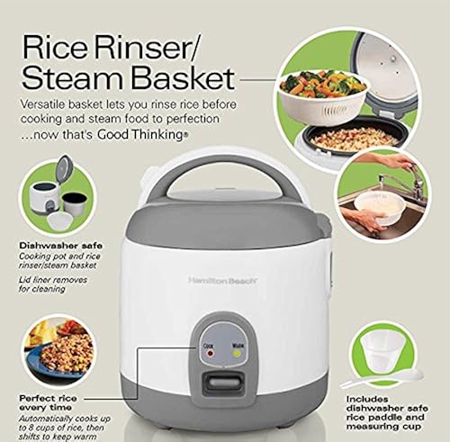Hamilton Beach Mini Rice Cooker Food Steamer, Cups Cooked (4