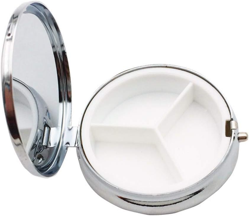 Ulalaza Round Metal Pill Case, 2in (5.08cm) Diameter, 3 Compartments, Easy Open, Portable, Travel Pill Dispenser for Purse - Image 5