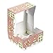 12 Pack Christmas Cupcake Gift Boxes with Windows - Holiday Baking Cupcake and Muffin Holder Containers - Each Box Holds 4 Cupcakes - Christmas and Flower Designs, 6 of Each, 6.25 x 6.25 x 3 Inches