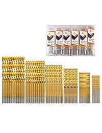 INTOO Juego de brocas mini 60 piezas Brocas de titanio HSS Titanio de acero de alta velocidad para metal, plástico, madera 3 64 "-1 8" Broca pequeña