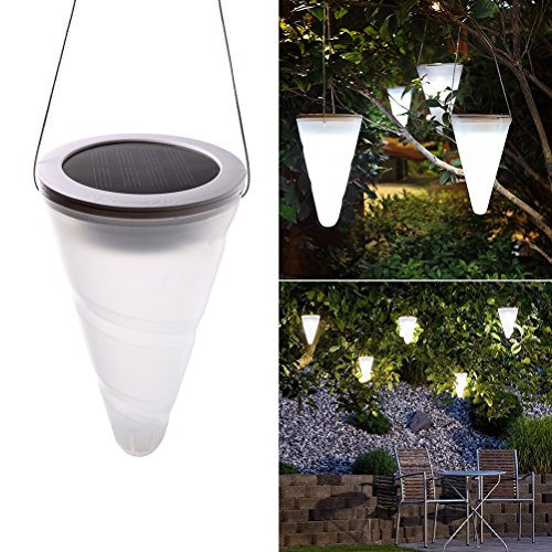 LEDMOMO Solar Garden Lights, Cornet Shaped Waterproof Hanging Light for Garden Stree and Festival Ornaments Outdoor Hanging(White Light) - Thumbnail 7
