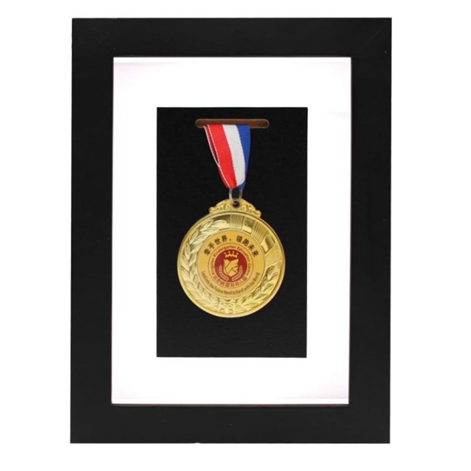 Medal Display case- Wooden Medal Medal case, 6" x 8" Photo Frame Medal Medal Display for Military Medal Display, Marathon, Swimming, Football, case for Medals for Sports Medal Display(Black)