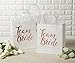 BLUE PANDA 15-Pack Team Bride Gift Bags with White Tissue Paper for Bridesmaid Proposal, Bride Team, Bridal Shower, Wedding Party Favor Bags with Handles (Rose Gold Foil, White, 8x4x9 In)