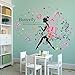SWORNA Nature Series SN047 Flower Butterfly Girl Removable Vinyl DIY Wall Art Mural Decor Sticker Decal for Lady Kid Bedroom Living Room Playroom Kindergarten Classroom School Nursery Room 48