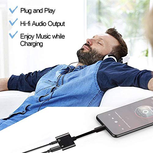 Headphone Jack Adapter Dongle for iPhone Xs/Xs Max/XR/ 8/8 Plus/X (10) /11/11 pro/7/7 Plus Adapter to 3.5mm Splitter Converter Compatible Charger and Listen to Music Aux Adapter Audio + Charge Adaptor