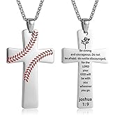 VERKUUY Baseball Cross Necklace for Men Boys(22+2 Inches), 316L Stainless Steel Chain American Flag Pendant Bible Verse Religious Christian Easter Jewelry Gifts