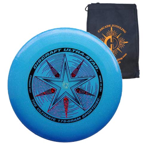 Discraft Ultrastar 175g Flying Disc - Ultimate Frisbee Competition Spec - Includes Cascade Juggling Bag (Blue Sparkle) — image 1