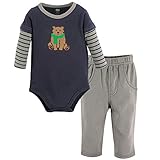 Hudson Baby Long Sleeve Boys Bodysuit & Pant, Bear, 3-6 Months