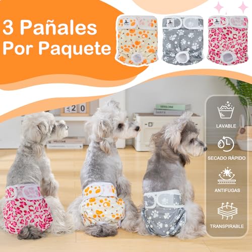 UFO PET Washable Female Dog Diapers S (3 Pieces), Reusable and Highly Absorbent Female Dog Diapers, Female Dog Diaper with Adjustable Buttons