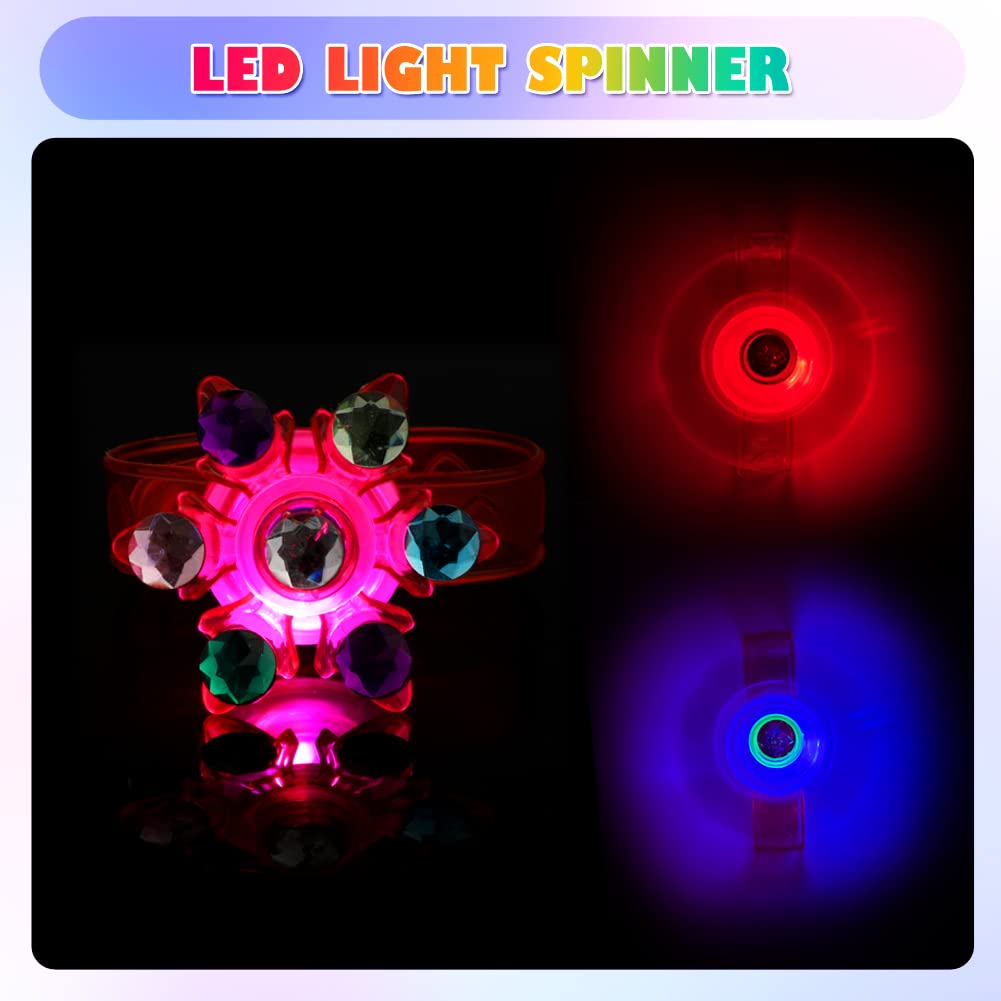 Party Favors for Kids 4-8 8-12, 32Pack LED Light Up Fidget Spinner Bracelets Goodie Bag Glow in The Dark Party Supplies Treasure Box Prizes Birthday Stocking Stuffers Christmas Gifts For Boys Girls
