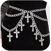 MOEEIJEW Halloween Cross Waist Chain for Women Gothic Layered Cross Body Chain Belly Chain Waist Punk Jewelry