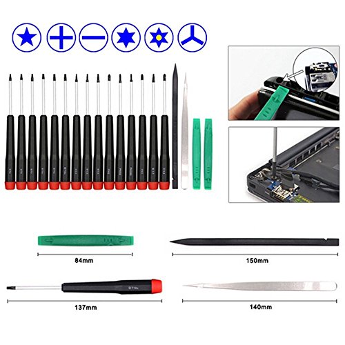 Fixinus 20-Pieces Precision Magnetic Screwdriver Set, Triwing Y0.6, Torx T5 T6 T7 T8, Phillips Pentalobe & Flathead Nylon Spudger Repair Kit for iPhone 7 6S iPad Macbook Pro
