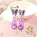 Clip-on Earrings for Kids,4pc Girl Clip-on Earrings Ear Clip Drop Earrings for Pretend Play Princess Girl Party Favor Birthday Gift Heart- Butterfly - Shaped Clip-on Earrings Value Set