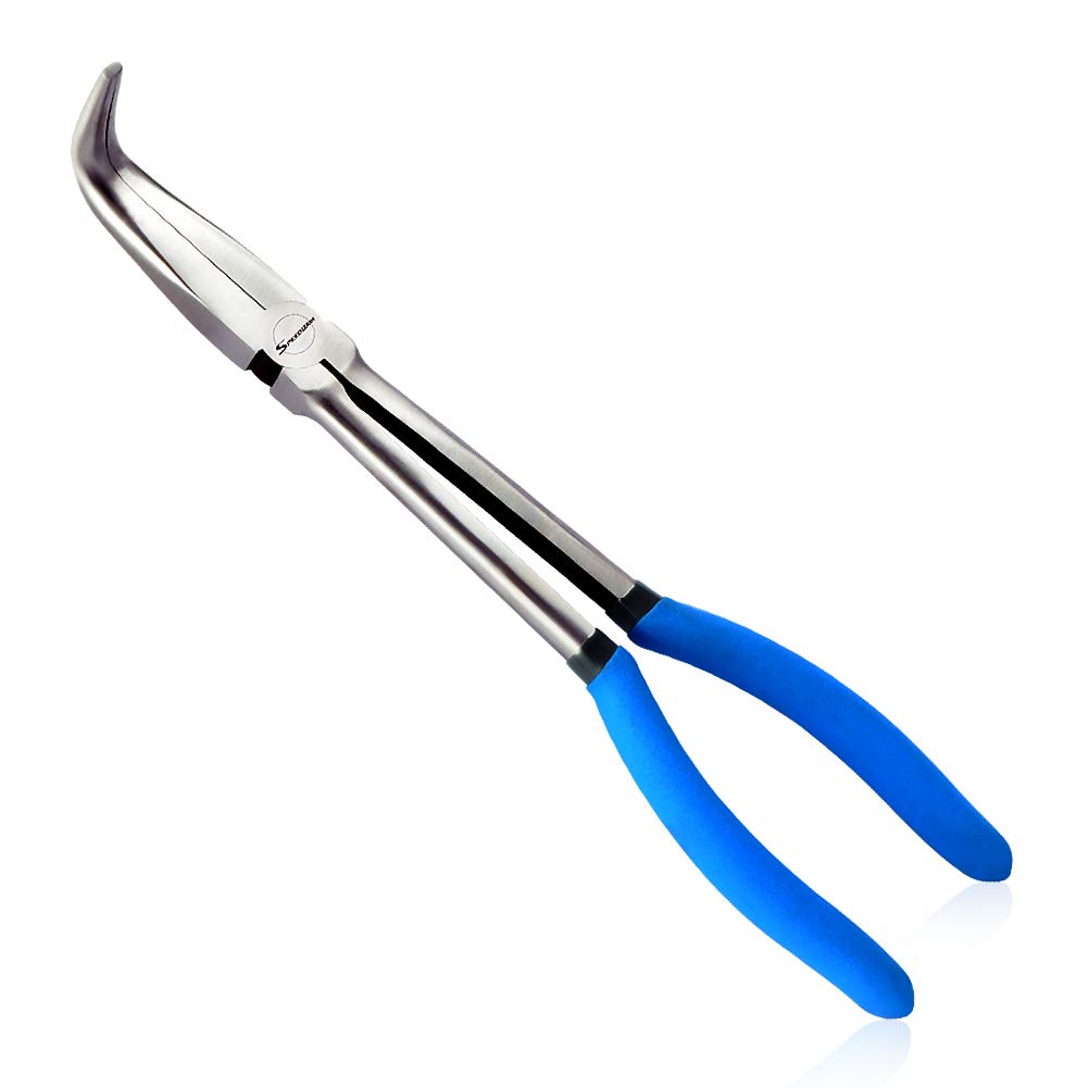 SPEEDWOX Long Nose 90 Degree Pliers 11" Long Reach Bent Nose Pliers