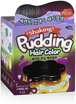 Shaking Pudding Ammonia Free Hair Color Self Hair Dye DIY Kit Included Contain Keratin Made in Korea Beauty (4.56 Sparking Wine)