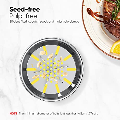 Lemon Squeezer Stainless Steel, Manual Citrus Lemon Orange Juicer 300ML Easy to Juice and Seed-free Hand Juicer TREBLEWIND