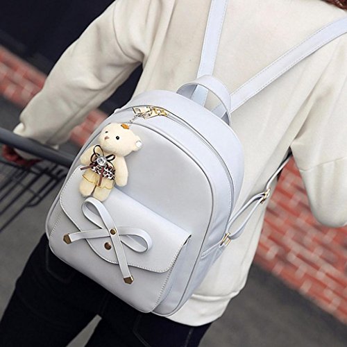VESNIBA Women Girl Four Sets Backpack Handbag Shoulder Bags Four Pieces Tote Bag Crossbody (Gray 0) - Thumbnail 3