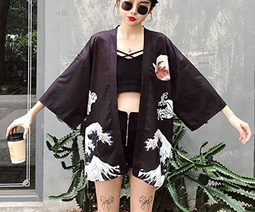 Kimonos Woman Japanese Kimono Cardigan Cosplay Shirt Blouse for Women Japanese Yukata Beach Kimono Q721,1,One Size