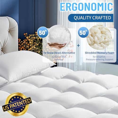 4 Inch Memory Foam Mattress Topper with 6"-18" Deep Pocket (King,78"x80") | 2000 GSM Filling Extra Thick Pillow Top for Back Pain,With Breathable Cover Design For Hot Sleeper,Like sleeping in the cloud