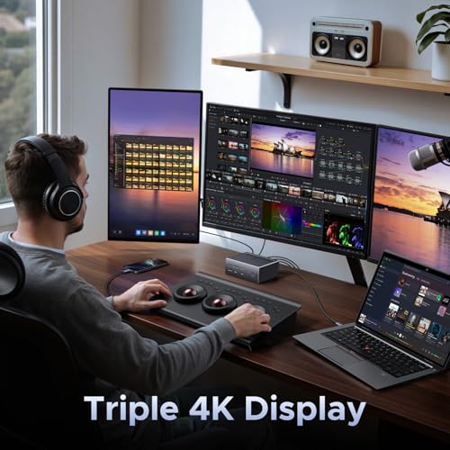 UGREEN 13-in-1 Laptop Docking Station, USB C Triple 4K Display Dock (2 DP+ HDMI, For Windows Only), 100W Max Laptop Charging, 10Gbps USB-C/A, Ethernet, SD/TF, Audio, 140W Adapter for Dell/Lenovo/HP