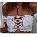 E-Papaya Womens Sexy Off Shoulder Knit Crochet Lace Up Crop Bikini Top