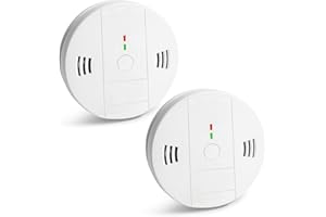GLBSUNION Combination Smoke and Carbon Monoxide Detector Alarm, Beeps Warning Smoke Co Alarm Clock for Travel Home Bedroom Living Room Car Basement Attics, Battery Operated, Comply with UL 217/2034, 2-Pack