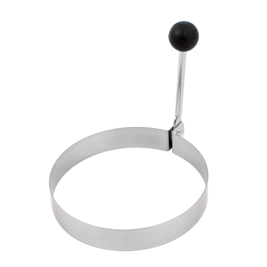 Sourcingmap Stainless Steel Folding Handle Round Shaped Frying Egg Mold Ring Silver Tone Black