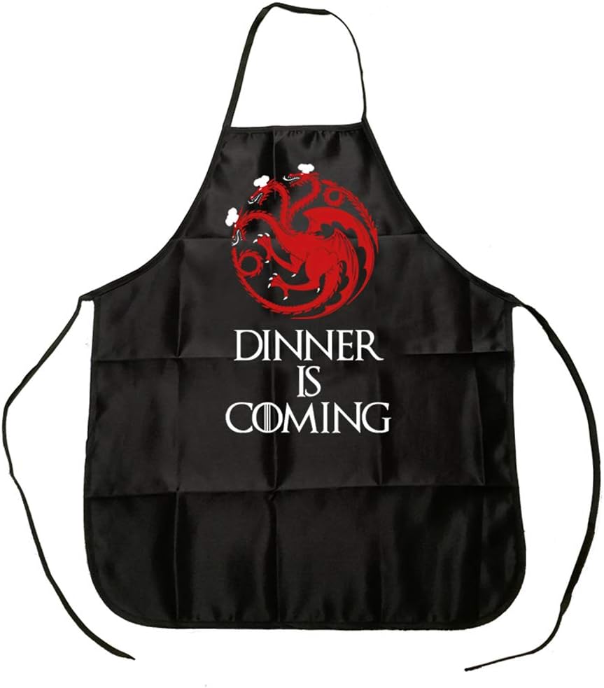 Ecolorworld House Targaryen Dragon Dinner is Coming Apron BBQ Cleaning Cooking Kitchen Apron Baking Accessories Fans Funny Gift