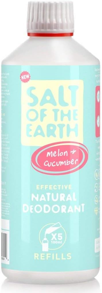 Salt of the Earth, Natural Deodorant Spray Refill, Melon & Cucumber, 100% Natural Origin Ingredients, Vegan