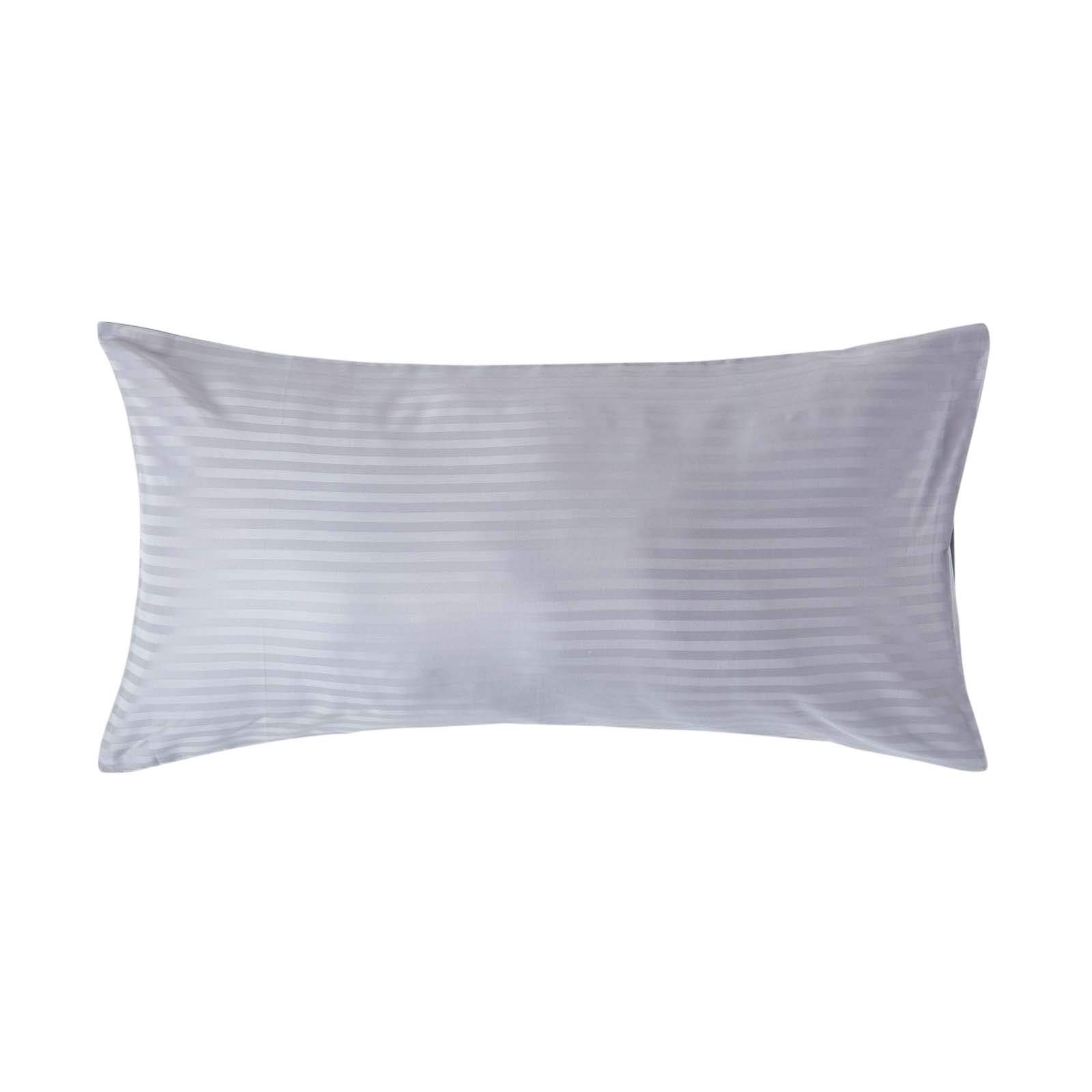 HOMESCAPES Grey Pure Egyptian Cotton King Size Pillowcase 330 TC 500 Thread Count Percale Equivalent Satin Stripe Housewife Pillow Case