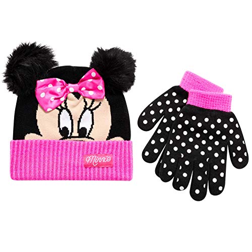 Disney Girls Minnie Mouse Winter Hat and Mitten or Glove Set (Toddler/Little Gi…