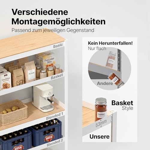 HOMEDANT House Premium Rolling Shelf, Heavy Duty Shelving with Wheels, Cellar Shelf, Storage Shelf, Household Shelf, Kitchen Shelf, Garage Shelf, 40 x 60 x 150 cm, Shelf with Laminate MDF Shelves, Adjustable Shelves, White