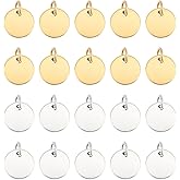 UNICRAFTALE 24pcs Flat Round Blank Tag Charms Stainless Steel Blank 2 Colors Metal Small Tags Stamping Dangle Charm for Earring Jewelry Making