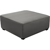 UOIJAY Square Ottoman Cover 40x40x15 in Footstool Cover Slipcover | Light Gray Fitted Large Ottoman Slipcovers Stool Cover Stretch Ottoman Storage Cover with Nonslip Elastic Bottom