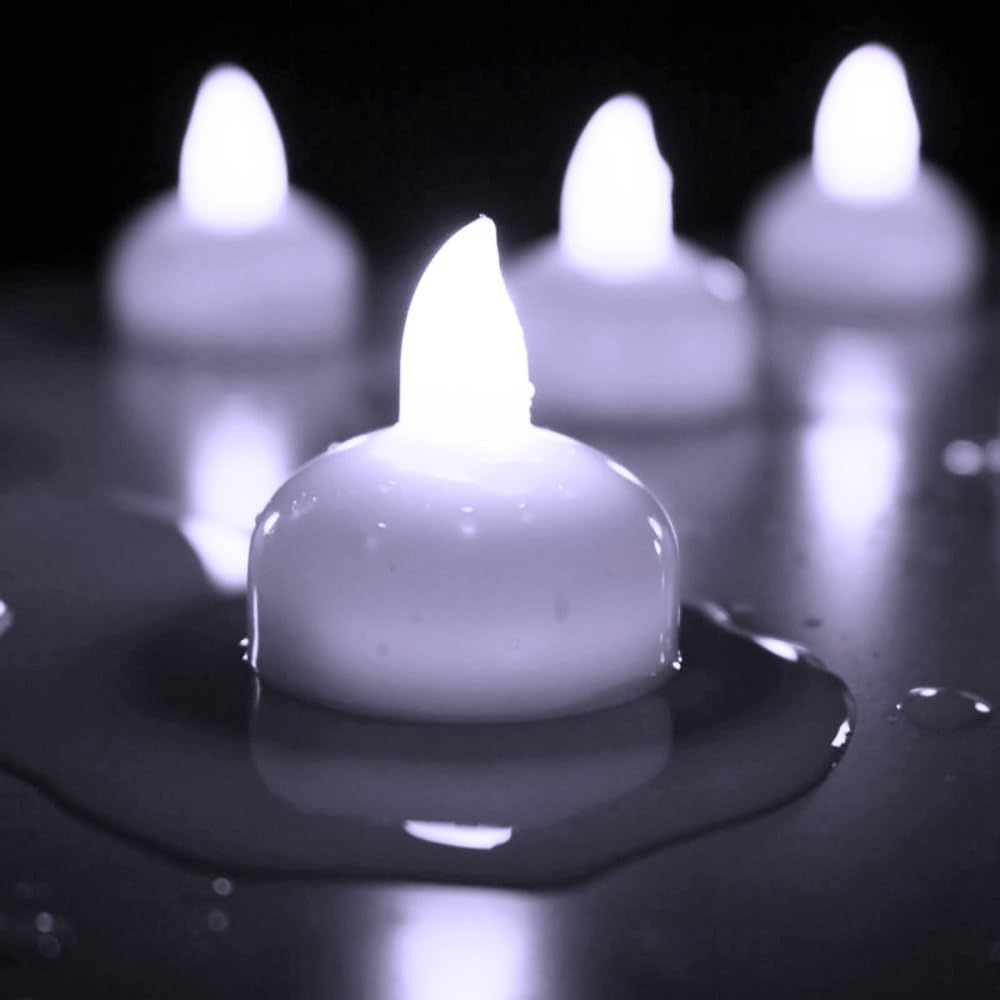 NOVELTY PLACE 12Pcs LED Floating Candles, Waterproof Flameless Tea Lights Flickering Cool White Light
