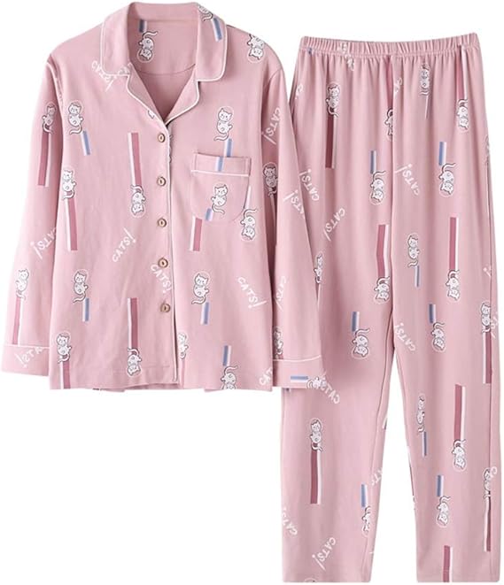 Amazon パジャマ レディース 綿100 長袖 ズボン M Xxxl 前開き 猫柄 上下セット 部屋着 ルームウェア 寝間着 寝巻き ナイトウェア 肌触り良い おしゃれ かわいい 柔らか ゆったり 春秋 プレゼントにも パジャマ ルームウェアセット 通販