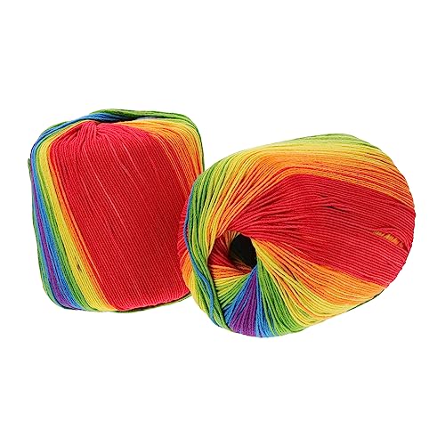 UTHCLO 2rolls Rainbow Cotton Crochet Thread of Soft Hand Crocheted Material for Sewing Knitting and Crafting for Sweaters Lace and Ornaments Colors