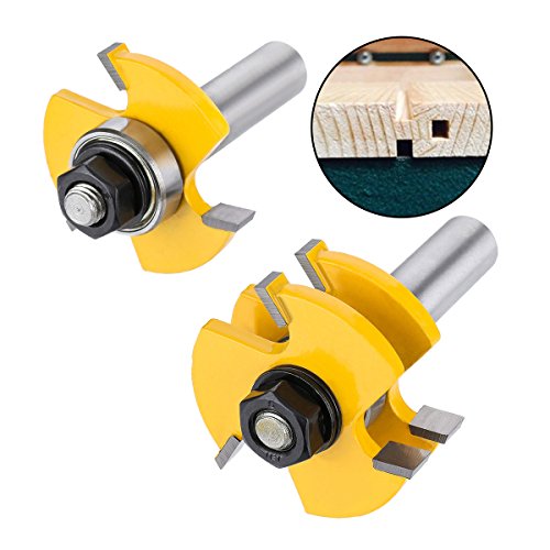 Tongue and Groove Router Bit Set,DRILLPRO 1/2-Inch Shank T Shape Wood Milling Cutter Woodworking Tool For Doors, Tables, Shelves, Walls, DIY Woodwork & More