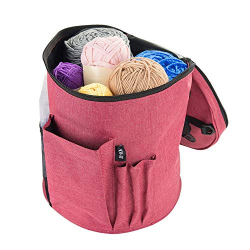 Knitting Bag for Yarn Storage. Portable, Light and Easy to Carry- Enjoy Knitting/Crocheting Anywhere. Pockets for Accessories and Slits on Top to Protect Yarn and Prevent Tangling - Thumbnail 7