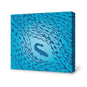 Canvas Wall Art A School of Fish Pictures Home Wall Decorations for Bedroom Living Room Paintings Canvas Prints Framed - 12x12 inches