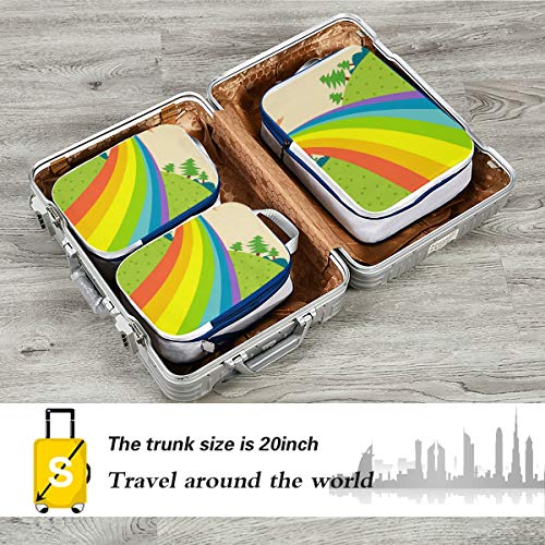 Rainbow Lanscape 3 Set Packing Cubes,2 Various Sizes Travel Luggage Packing Organizers(j)