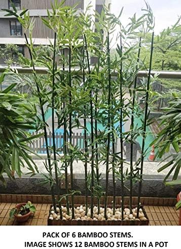 Fourwalls Artificial Bamboo Plant Stems (Green, Set of 6)