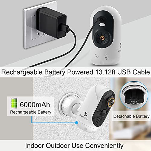 WONGKUO 2021 Upgraded Security Camera Outdoor Wireless 170 Wide Angle View WiFi Rechargeable 1080P Surveillance Camera Home Security Camera System PIR Motion Detection Baby Elder Pet Camera Monitor