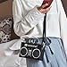Rebecca Women Retro Radio Shape Crossbody Bag PU Leather Vintage Top Handle Handbag Purse (Black)