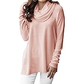Minclouse Women's Long Sleeve Cowl Neck Sweater Pullover Turtleneck Casual Loose Sweatshirts Tunic Tops