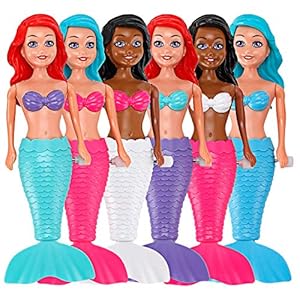 6 Pack Bath Toys for Toddlers Kids Girls – Mermaid Princess Wind Up Tail Flap Floating Water Bathtub Toys, Swimming Pool…