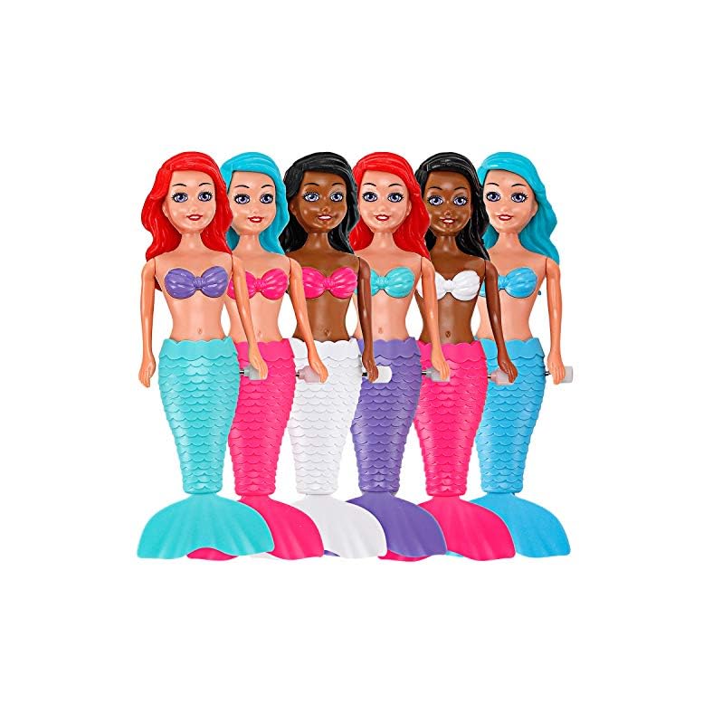 6 Pack Bath Toys for Toddlers Kids Girls – Mermaid Princess Wind Up Tail Flap Floating Water Bathtub Toys, Swimming Pool…
