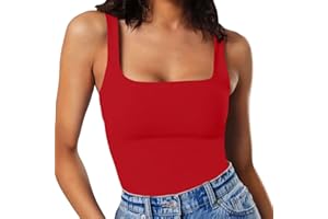 MISSJOY Women's Square Neck Sleeveless Slimming Going Out Tank Tops Bodysuits Clubwear