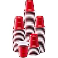 Comfy Package [100 Count] 2 oz. Mini Plastic Shot Glasses - Red Disposable Jello Shot Cups